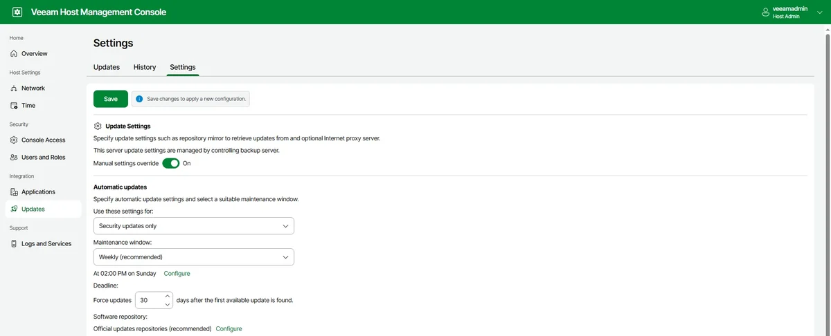Veeam Software Appliance採用經強化並由 Veeam 託管的 Linux 精簡作業系統「Just Enough OS」（JeOS），依循最佳安全實踐進行優化，並自動維護及更新