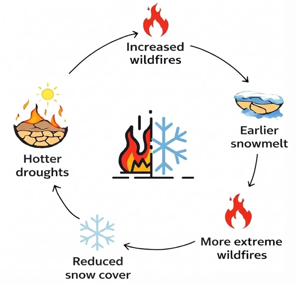 理大研究團隊分析北極地區的衛星數據，揭示野火對積雪及氣候的重大影響。